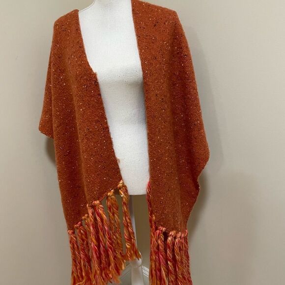 New Anthropologie Scarf/Wrap  Bronze/Orange Fringed Super Soft NWOT. - Picture 4 of 14